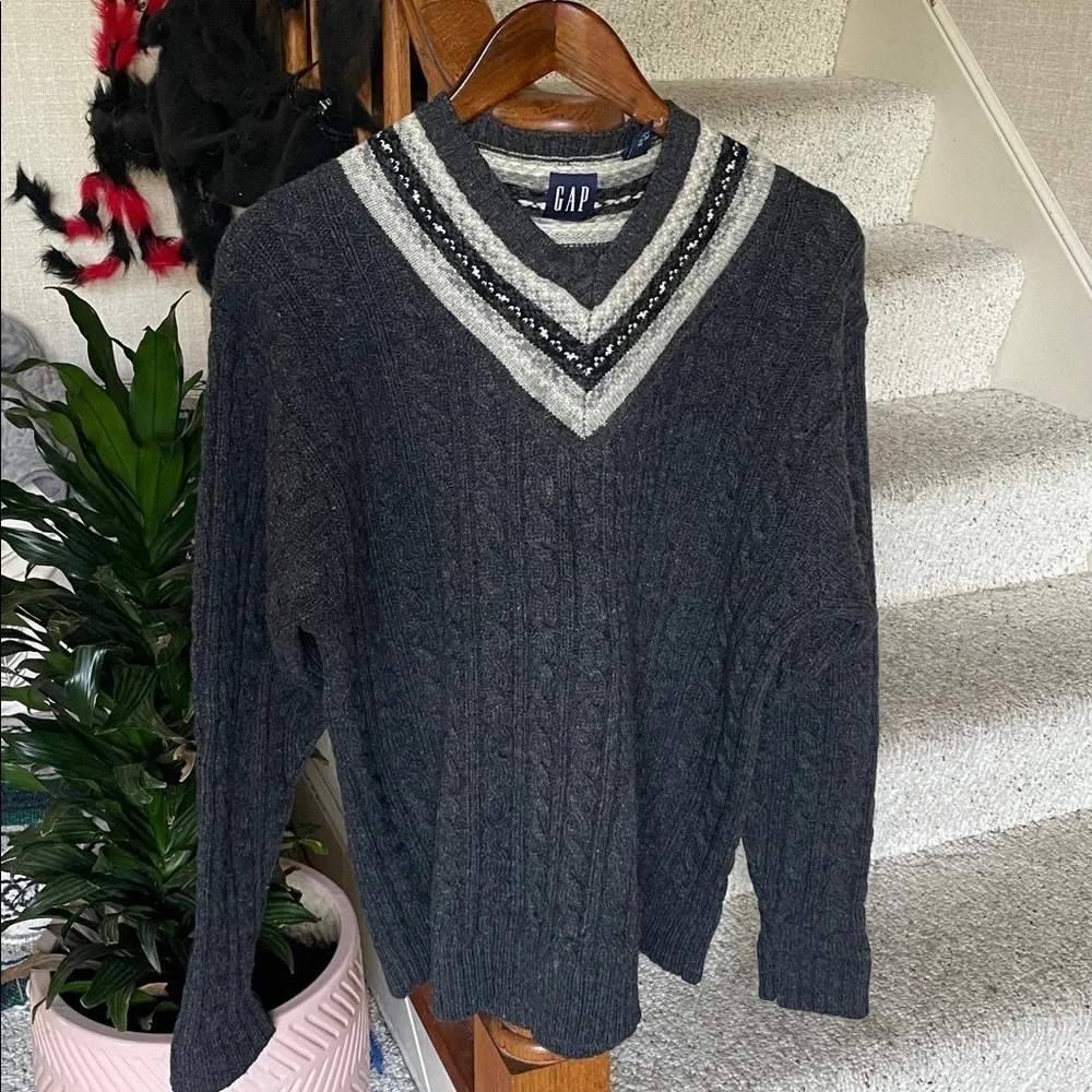 Gap Lambswool Fair Isle Pop Over Sweater